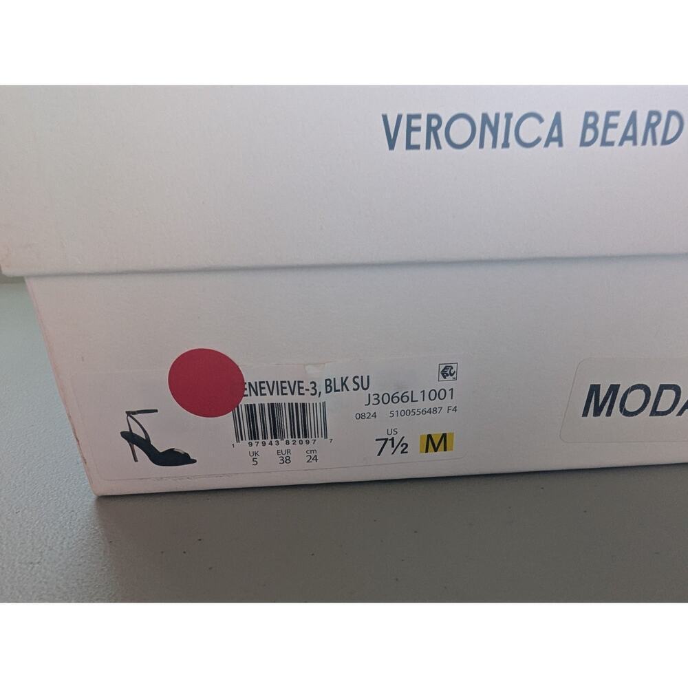 NIB Veronica Beard Genevieve Embellished Peep-Toe Sandal Sz US 7.5M Black - Picture 11 of 13
